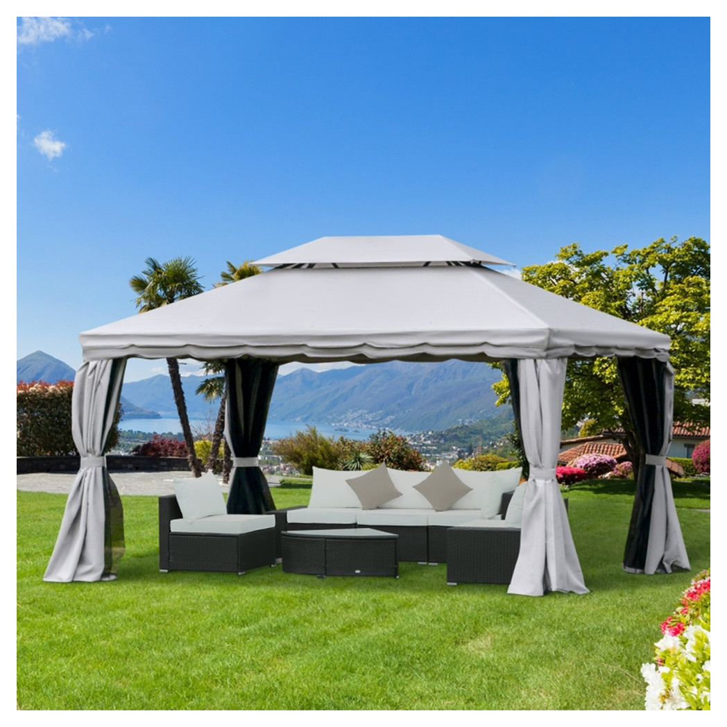 10ft x 13ft Patio Gazebo-Gray-AS