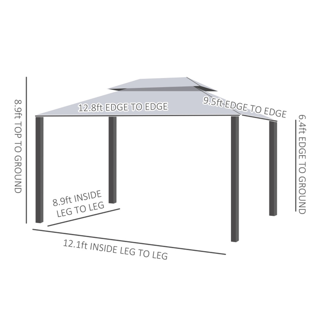 10ft x 13ft Patio Gazebo-Gray-AS