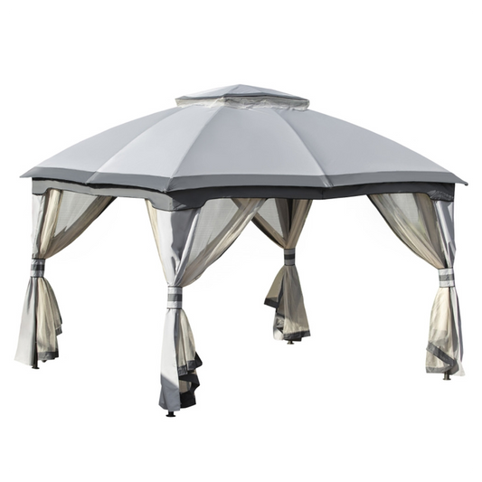 10ft x12ft Outdoor Gazebo, Grey-AS