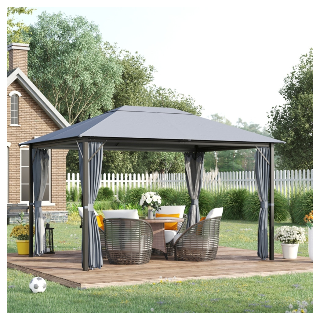 10ft x 13ft Patio Gazebo-Gray-AS