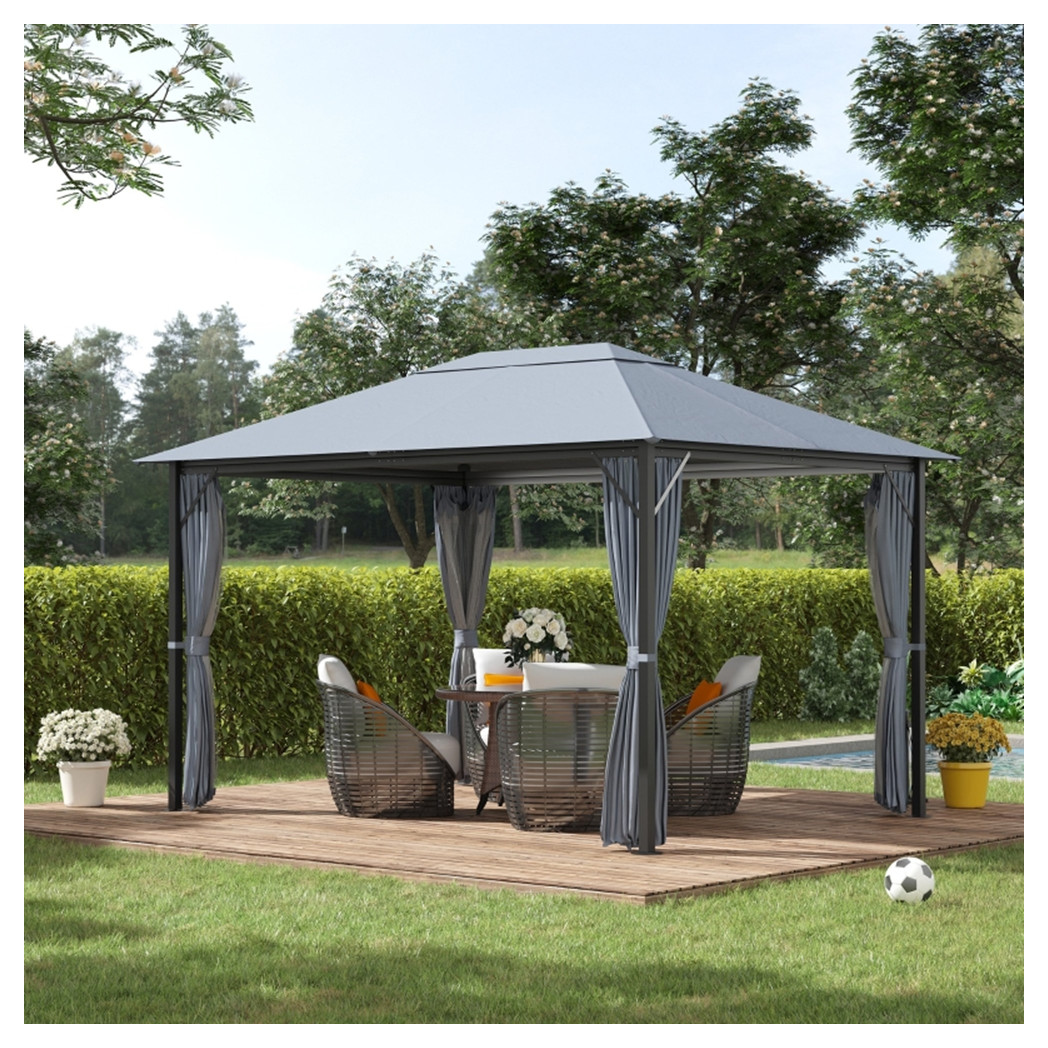 10ft x 13ft Patio Gazebo-Gray-AS