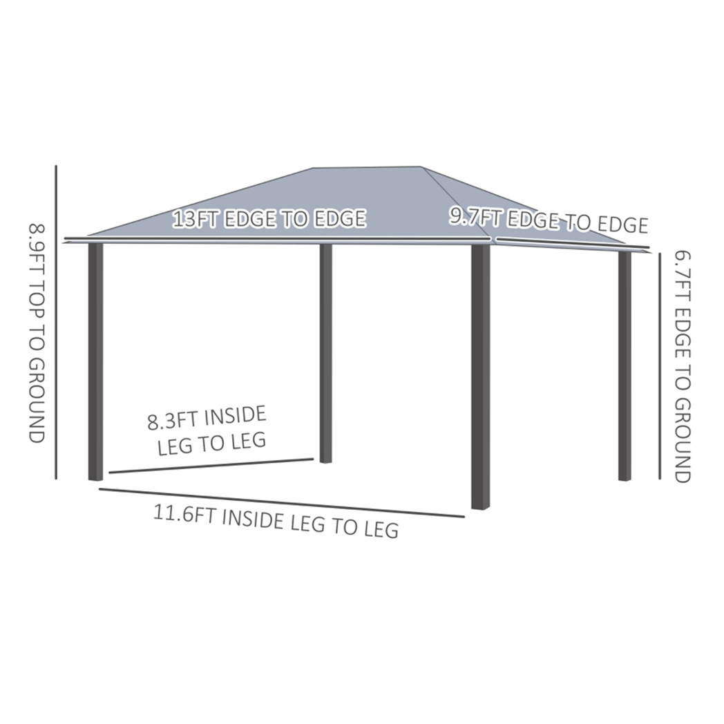 10ft x 13ft Patio Gazebo-Gray-AS