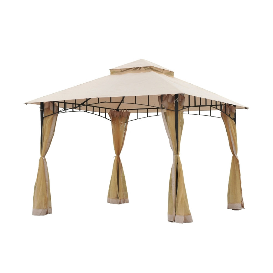 10ft x 10ft Outdoor Patio Gazebo Canopy Tent  Beige-AS