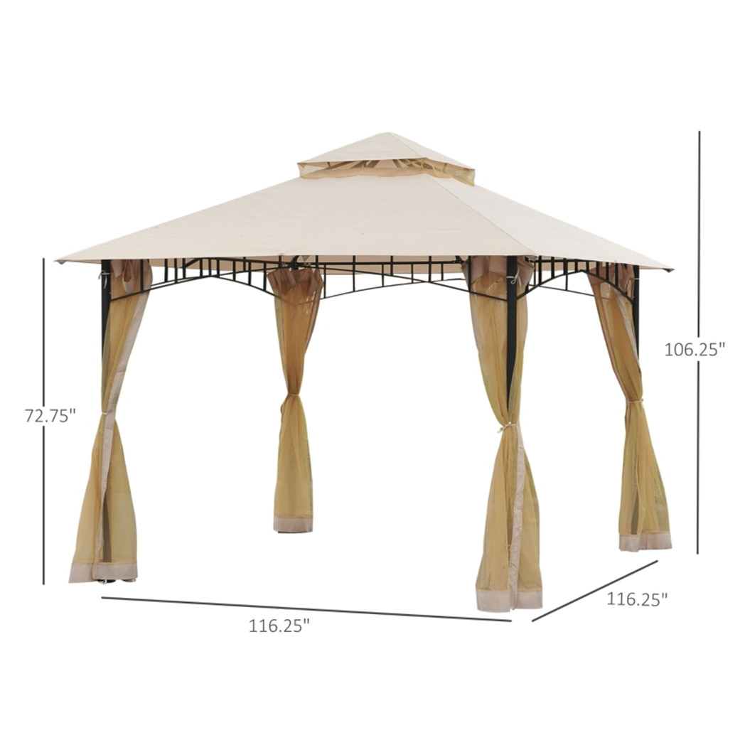 10ft x 10ft Outdoor Patio Gazebo Canopy Tent  Beige-AS