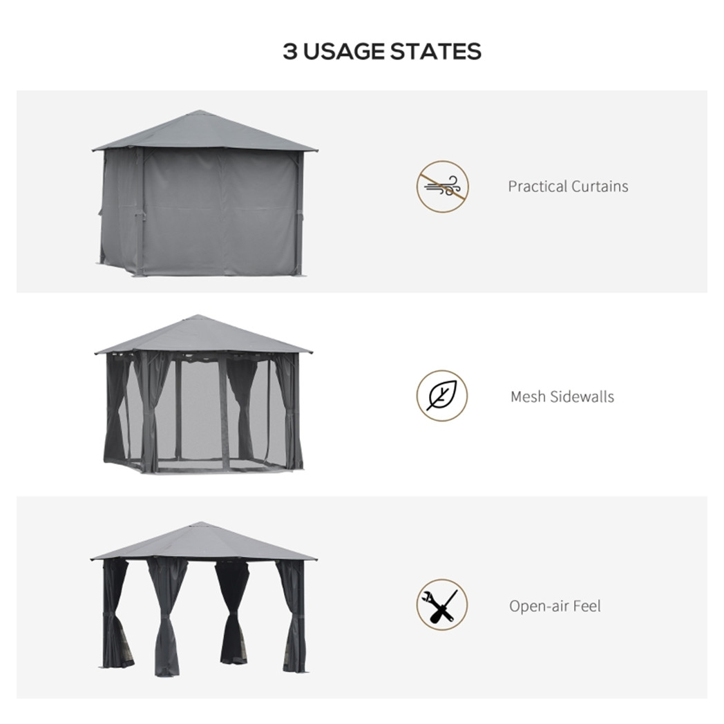 10ft x 10ft Patio Gazebo-Black-AS