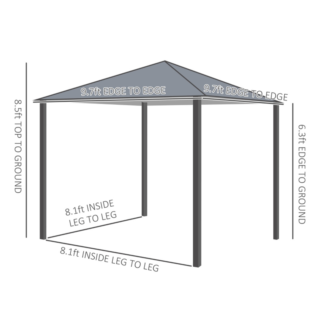 10ft x 10ft Patio Gazebo-Black-AS