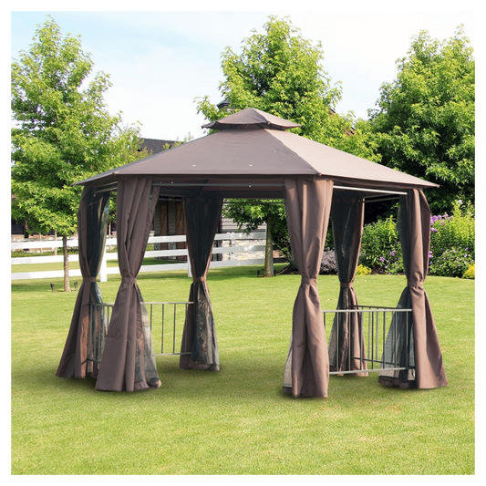 13ft x 13ft Patio Gazebo-Coffee-AS