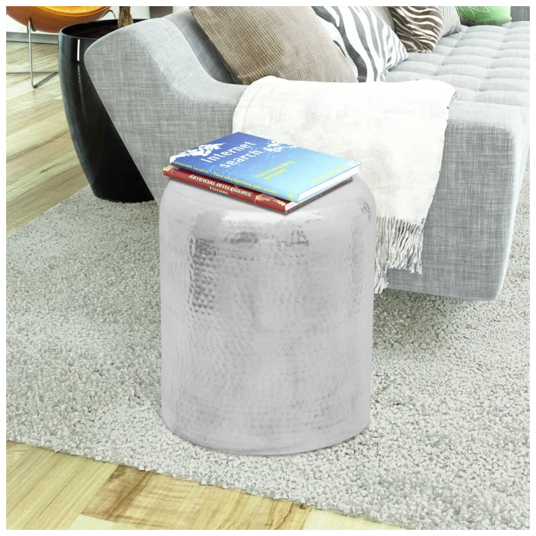 Hammered Aluminium Stool/Side Table Silver