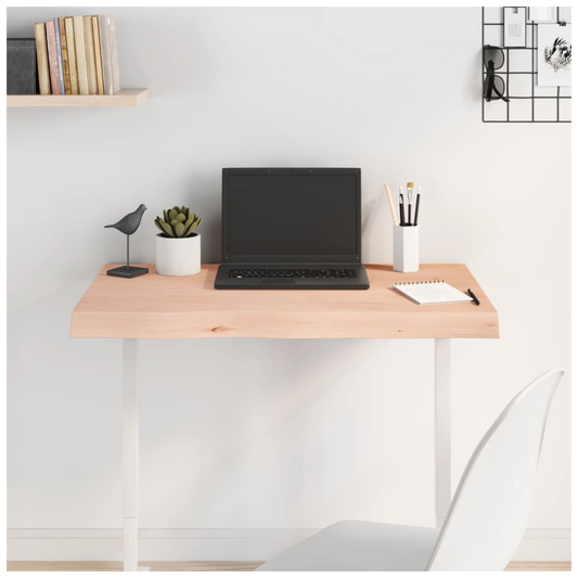 Table Top 80x40x(2-6) cm Untreated Solid Wood Oak