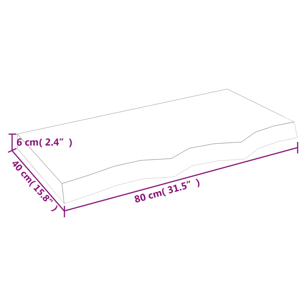 Table Top 80x40x(2-6) cm Untreated Solid Wood Oak