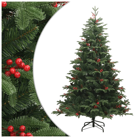 Artificial Hinged Christmas Tree with Cones and Berries 210 cm