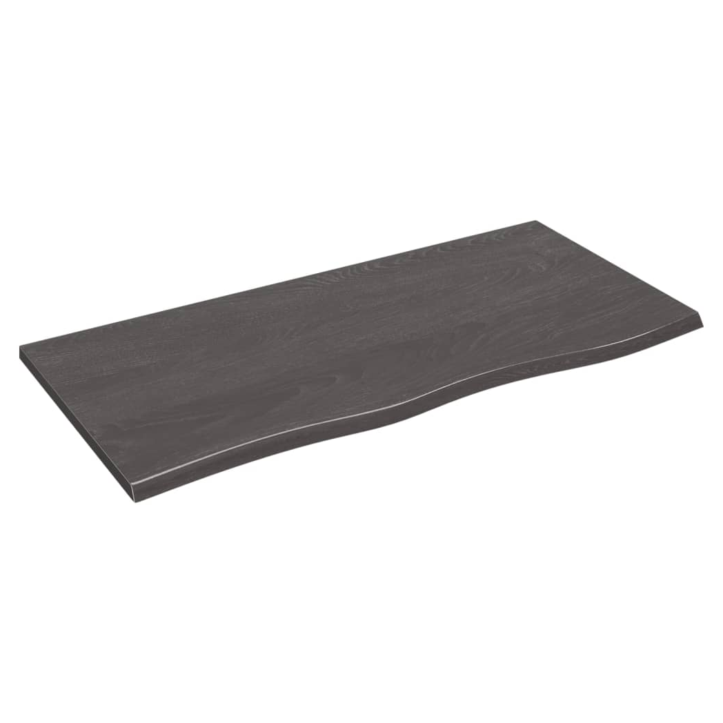 Table Top Dark Brown 100x50x2 cm Treated Solid Wood Oak
