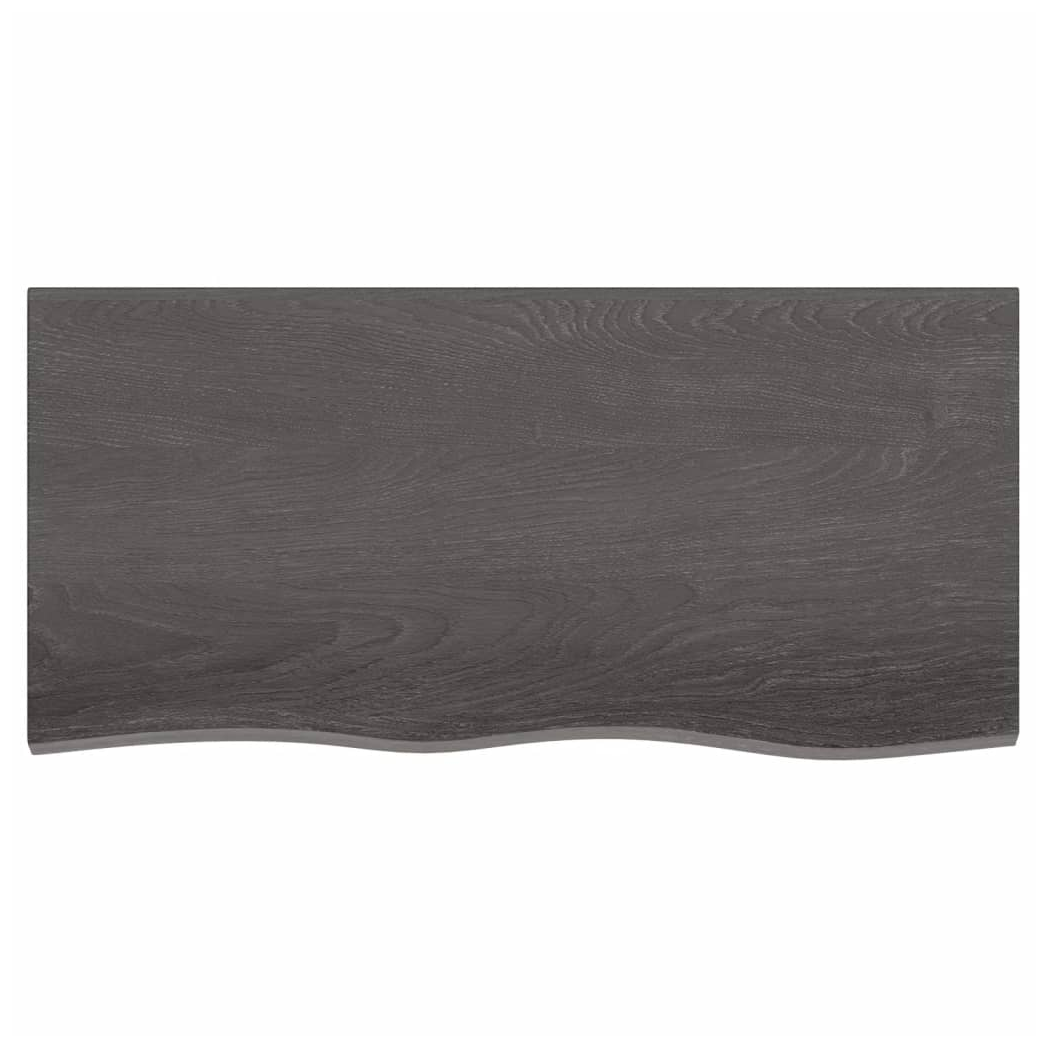 Table Top Dark Brown 100x50x2 cm Treated Solid Wood Oak