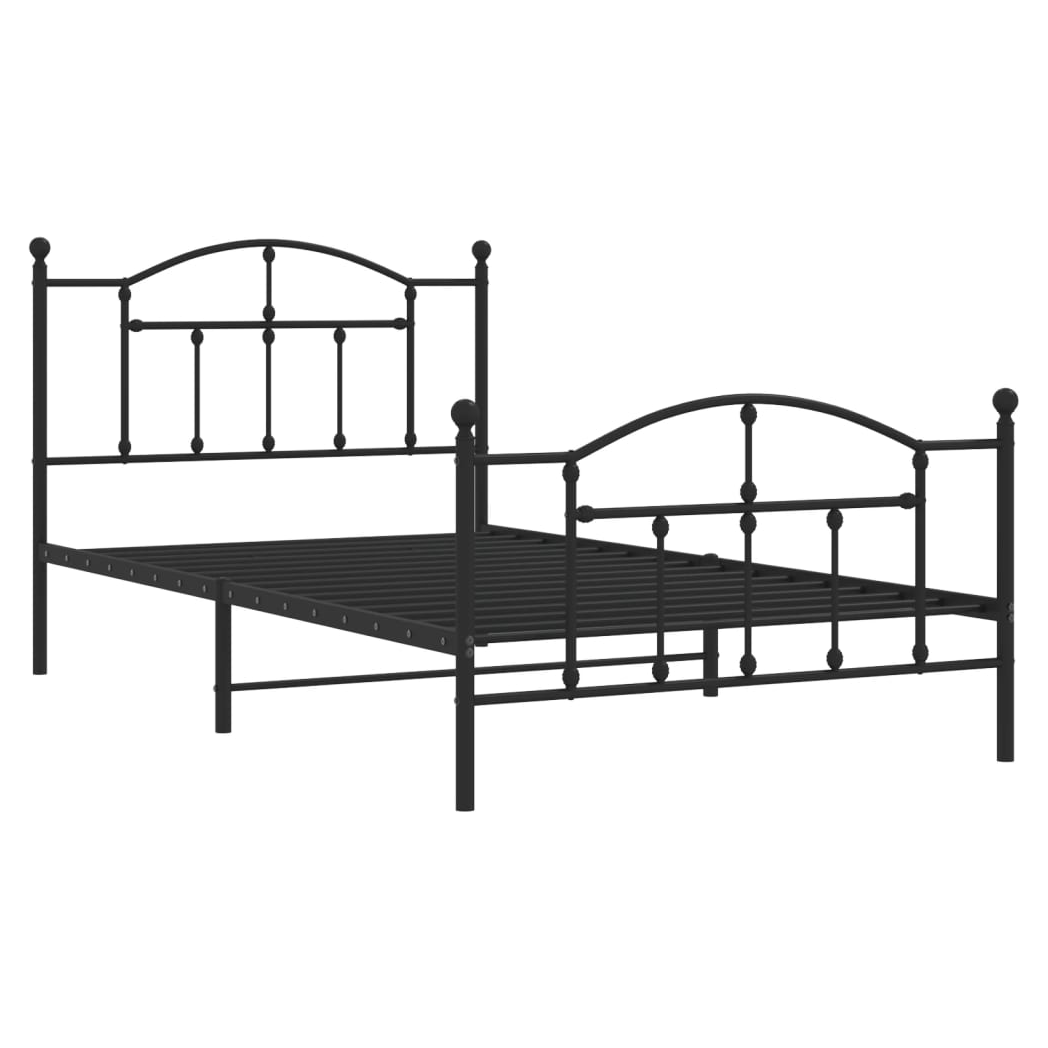 Metal Bed Frame with Headboard and Footboard Black 107x203 cm