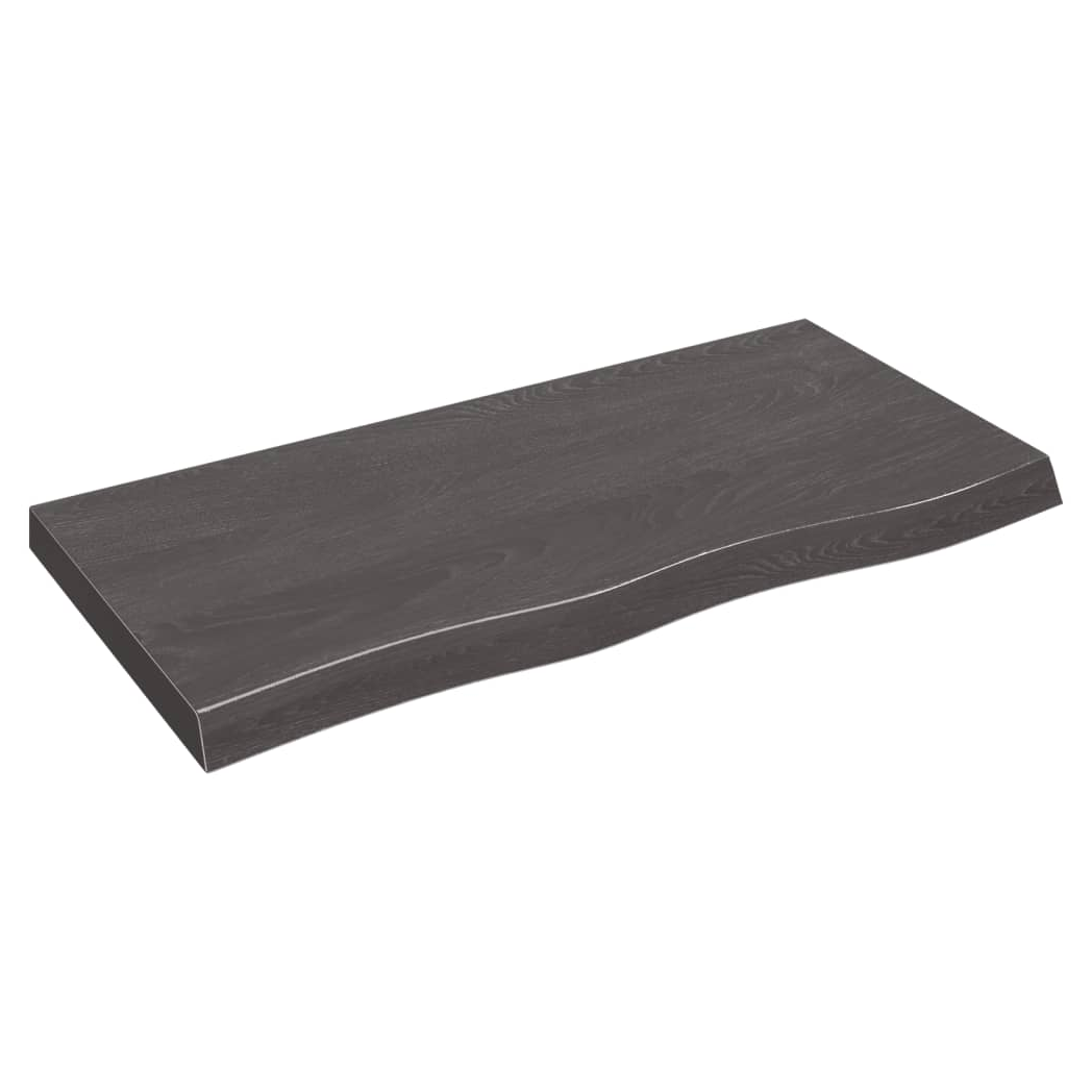 Table Top Dark Brown 100x50x(2-6) cm Treated Solid Wood Oak