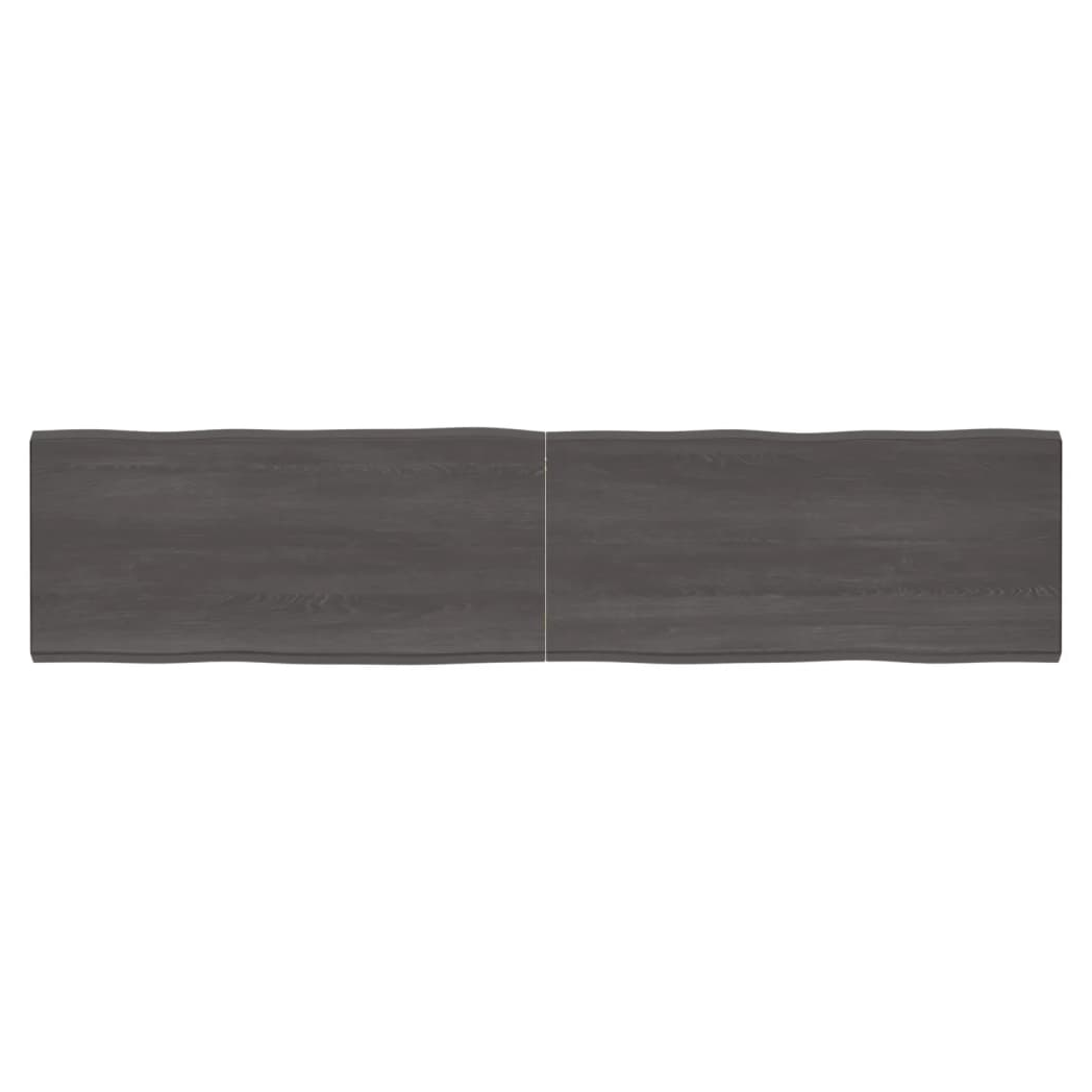 Table Top Dark Brown 220x50x(2-6) cm Treated Solid Wood Live Edge