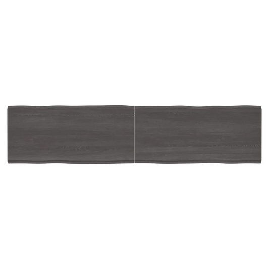 Table Top Dark Brown 220x50x(2-6) cm Treated Solid Wood Live Edge