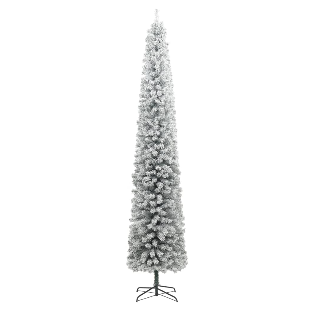 Slim Christmas Tree with Stand and Flocked Snow 300 cm PVC