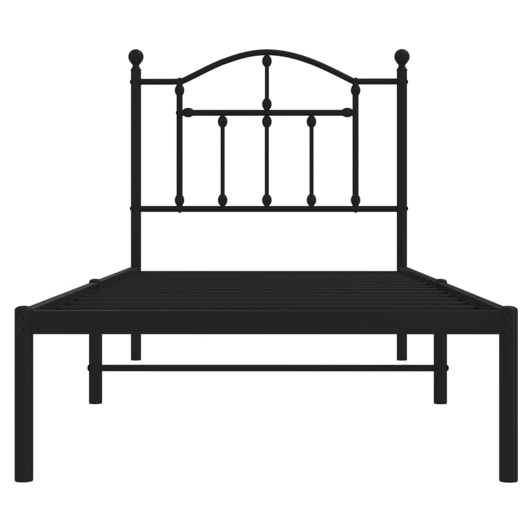 Metal Bed Frame with Headboard Black 80x200 cm