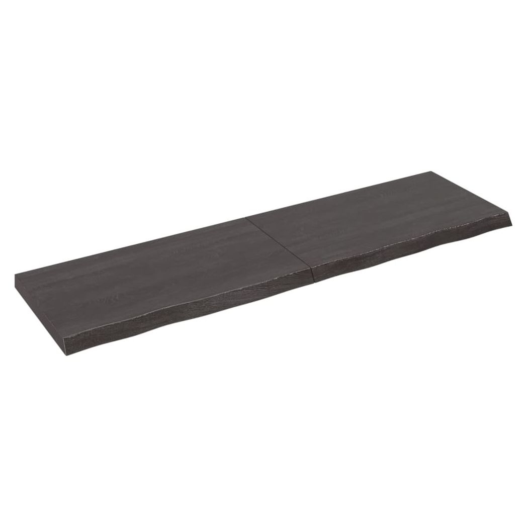 Table Top Dark Brown 180x50x(2-6) cm Treated Solid Wood Oak