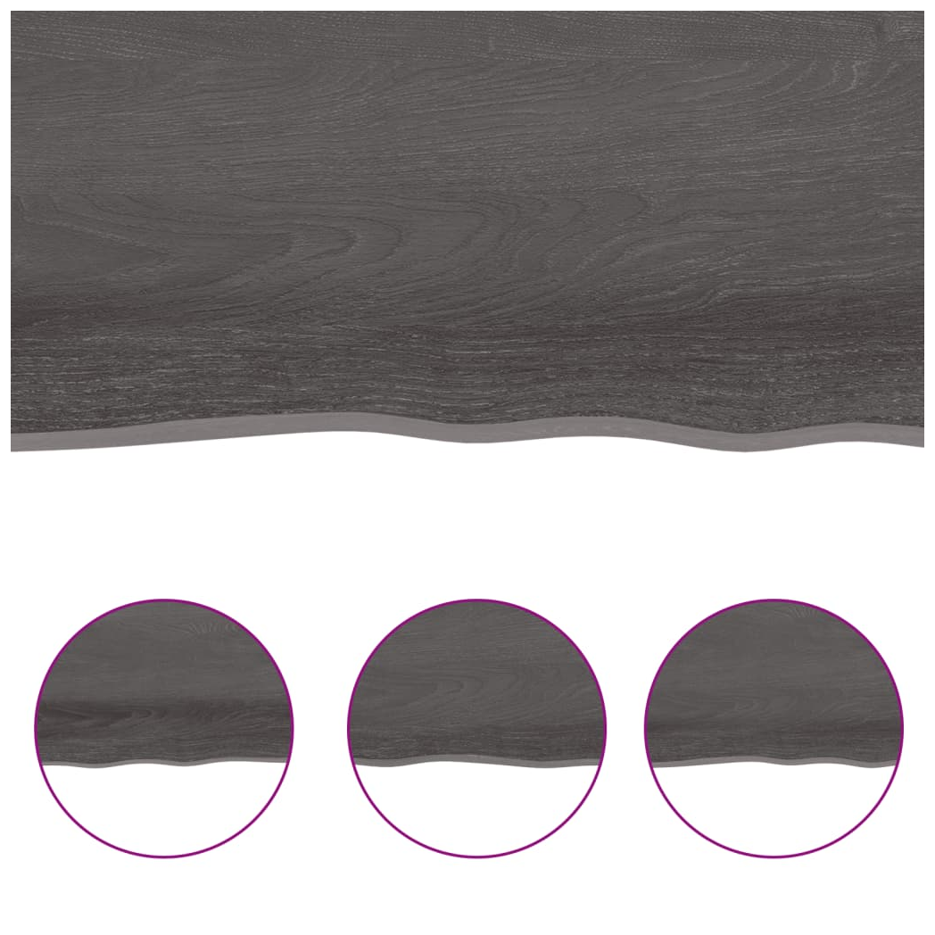 Table Top Dark Brown 180x50x(2-6) cm Treated Solid Wood Oak