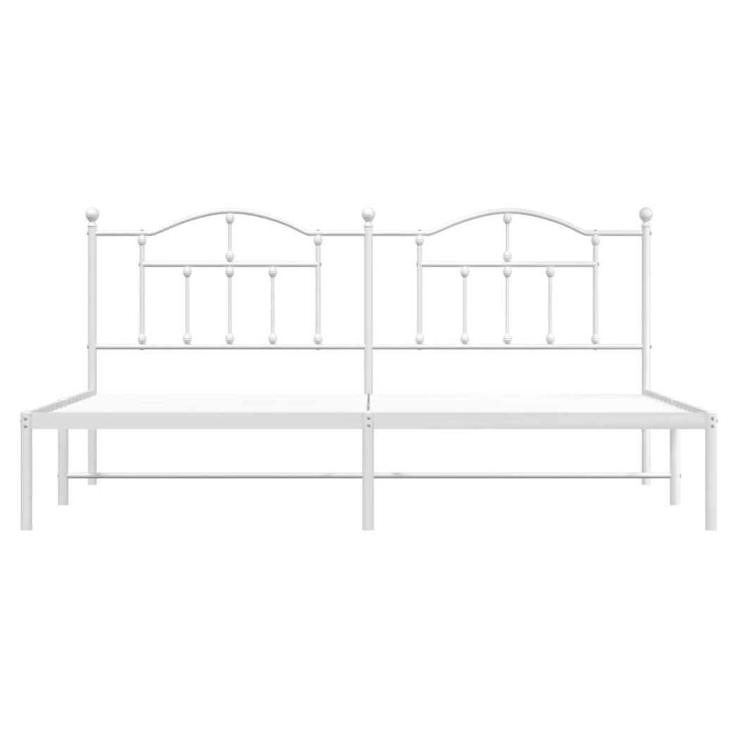 Metal Bed Frame with Headboard White 200x200 cm