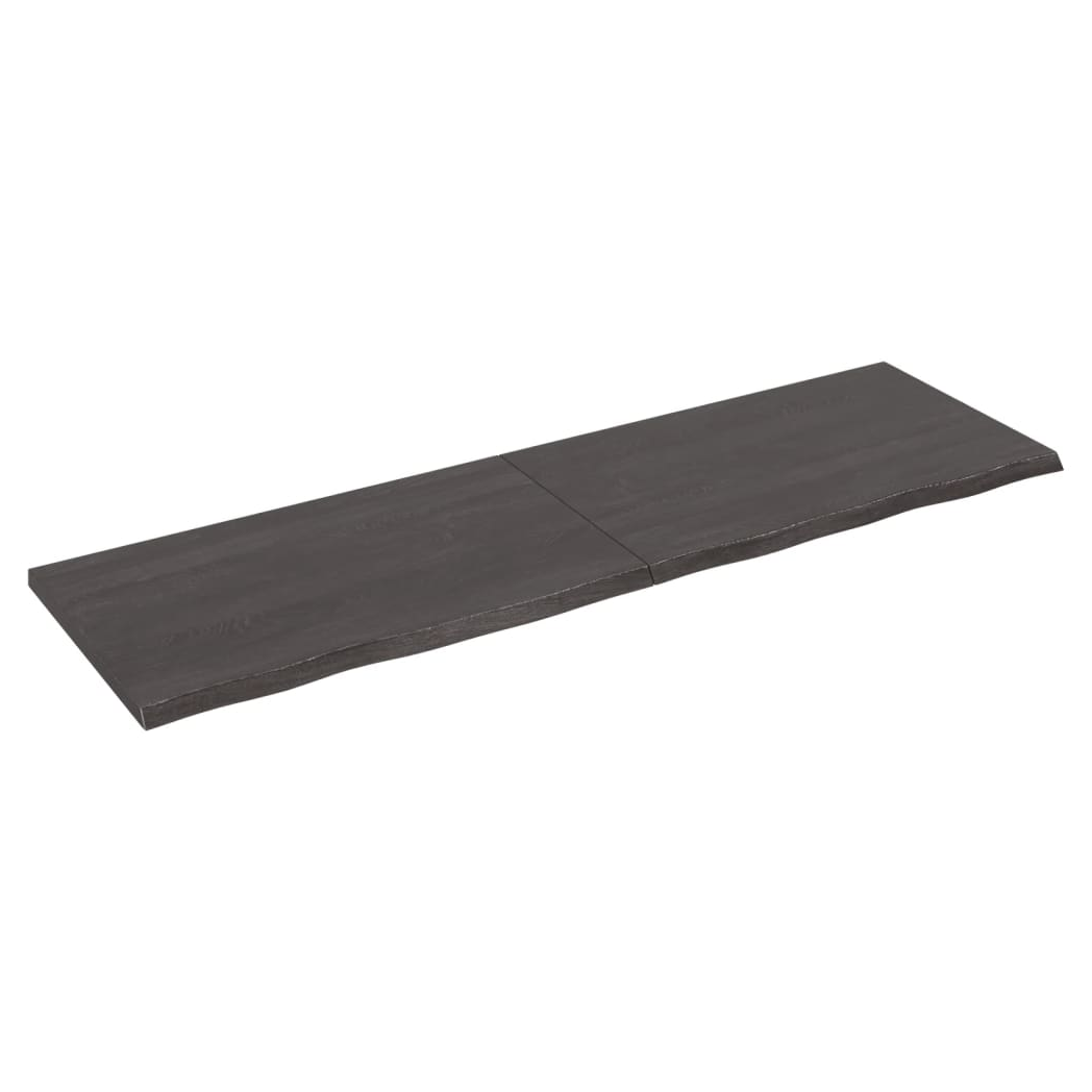 Table Top Dark Brown 200x60x(2-4) cm Treated Solid Wood Oak