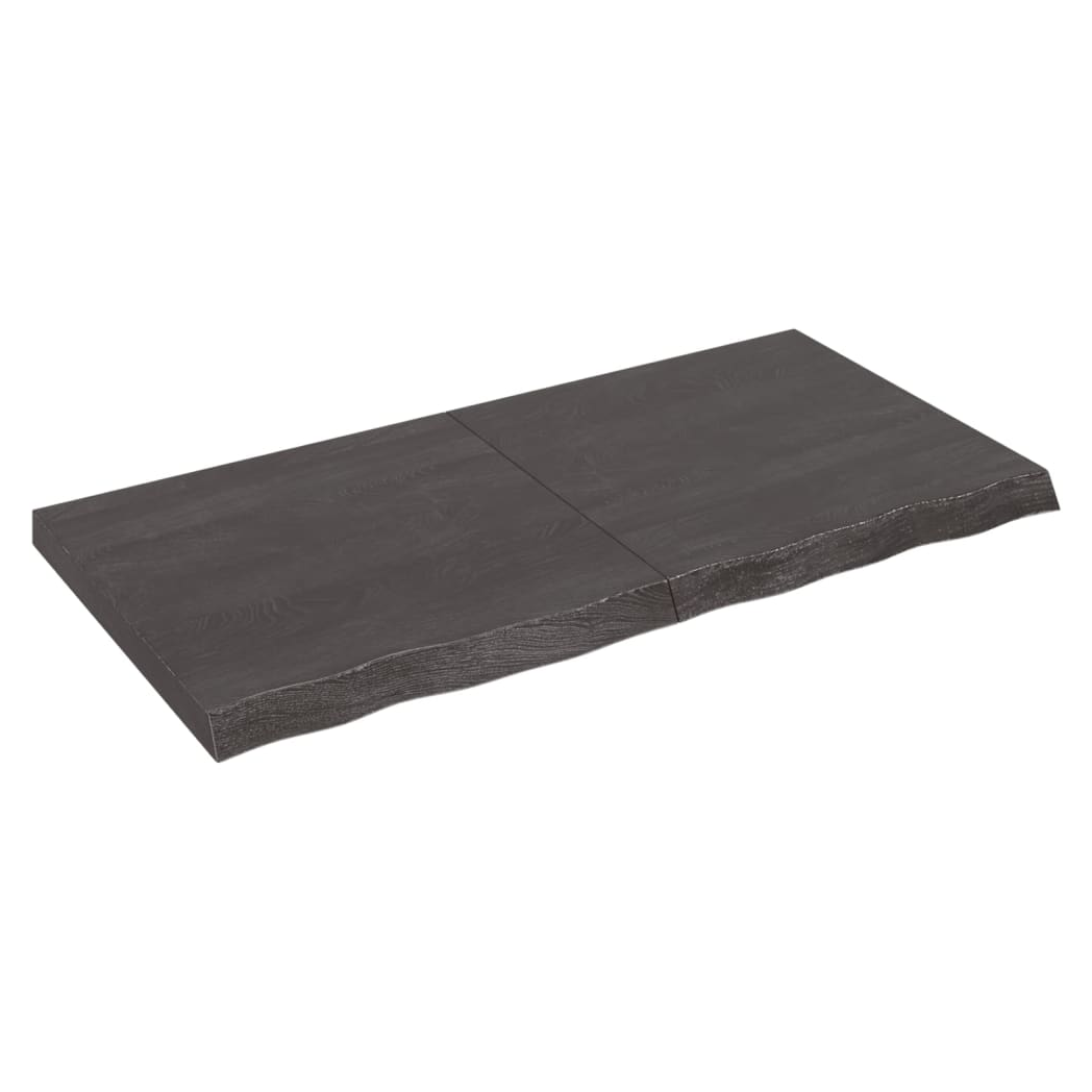 Table Top Dark Brown 120x60x(2-6) cm Treated Solid Wood Oak