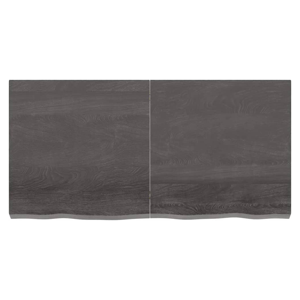 Table Top Dark Brown 120x60x(2-6) cm Treated Solid Wood Oak
