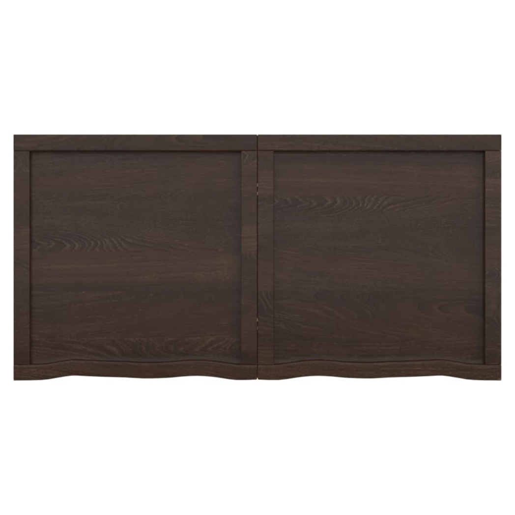 Table Top Dark Brown 120x60x(2-6) cm Treated Solid Wood Oak