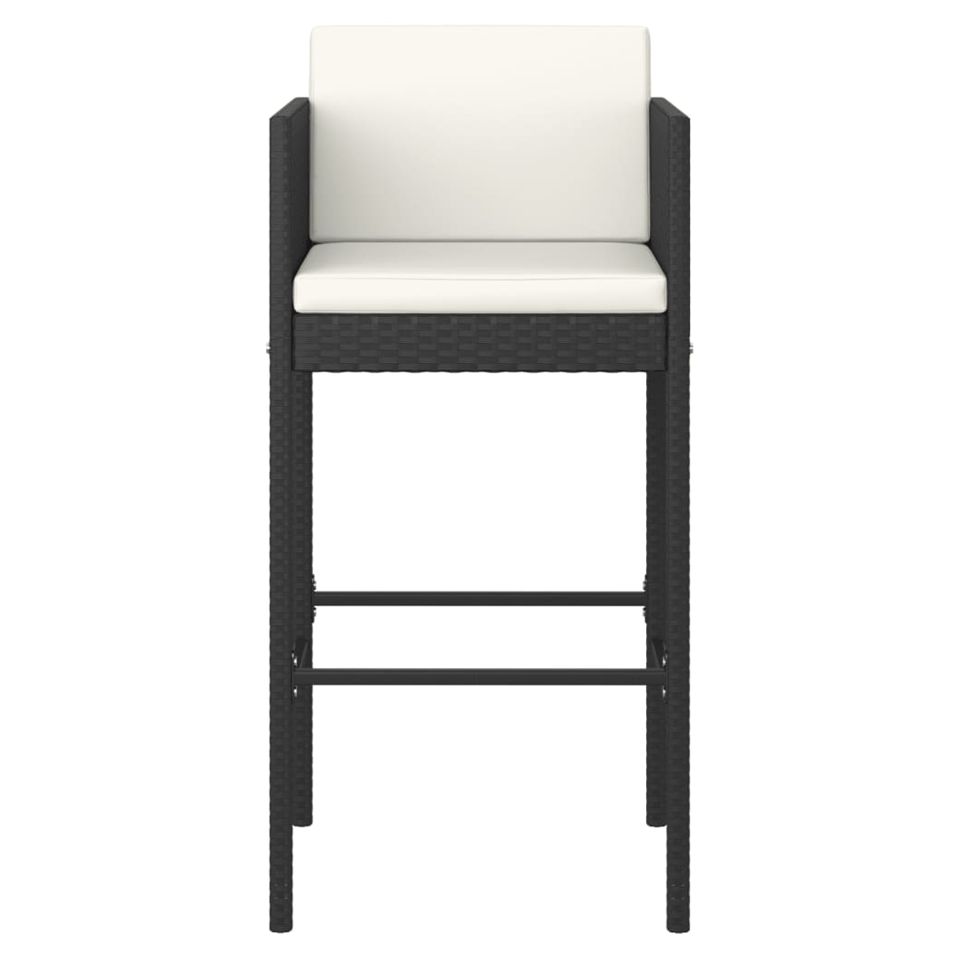 9 Piece Garden Bar Set with Cushions Black Poly Rattan