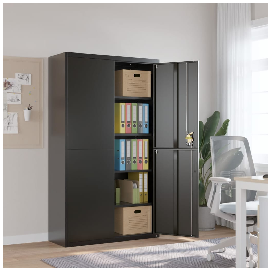 File Cabinet Black 105x40x180 cm Steel