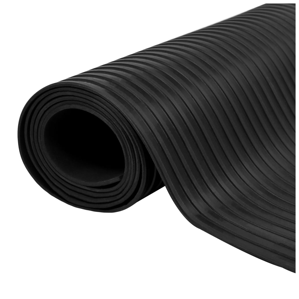 Rubber Floor Mat Anti-Slip 2 x 1 m Broad Ribbed