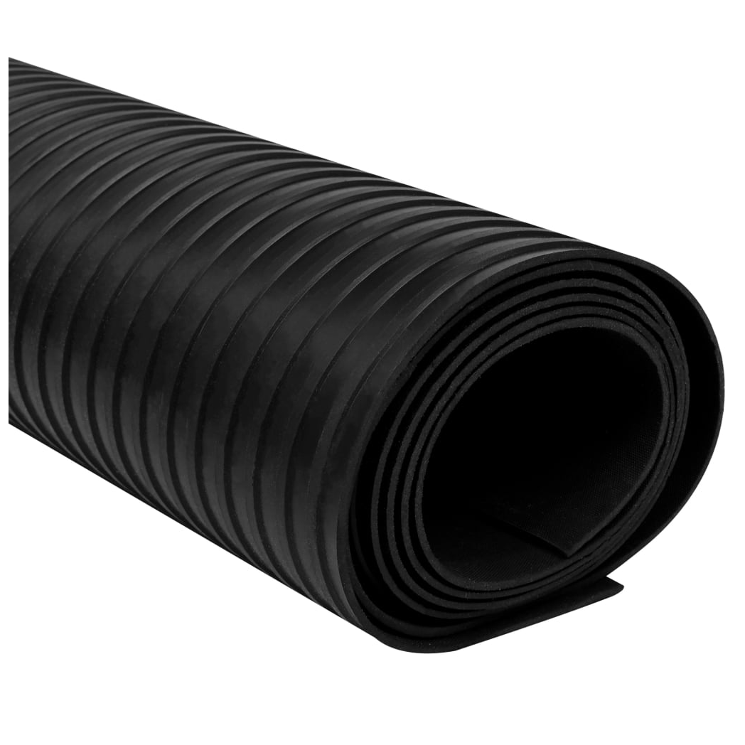 Rubber Floor Mat Anti-Slip 2 x 1 m Broad Ribbed