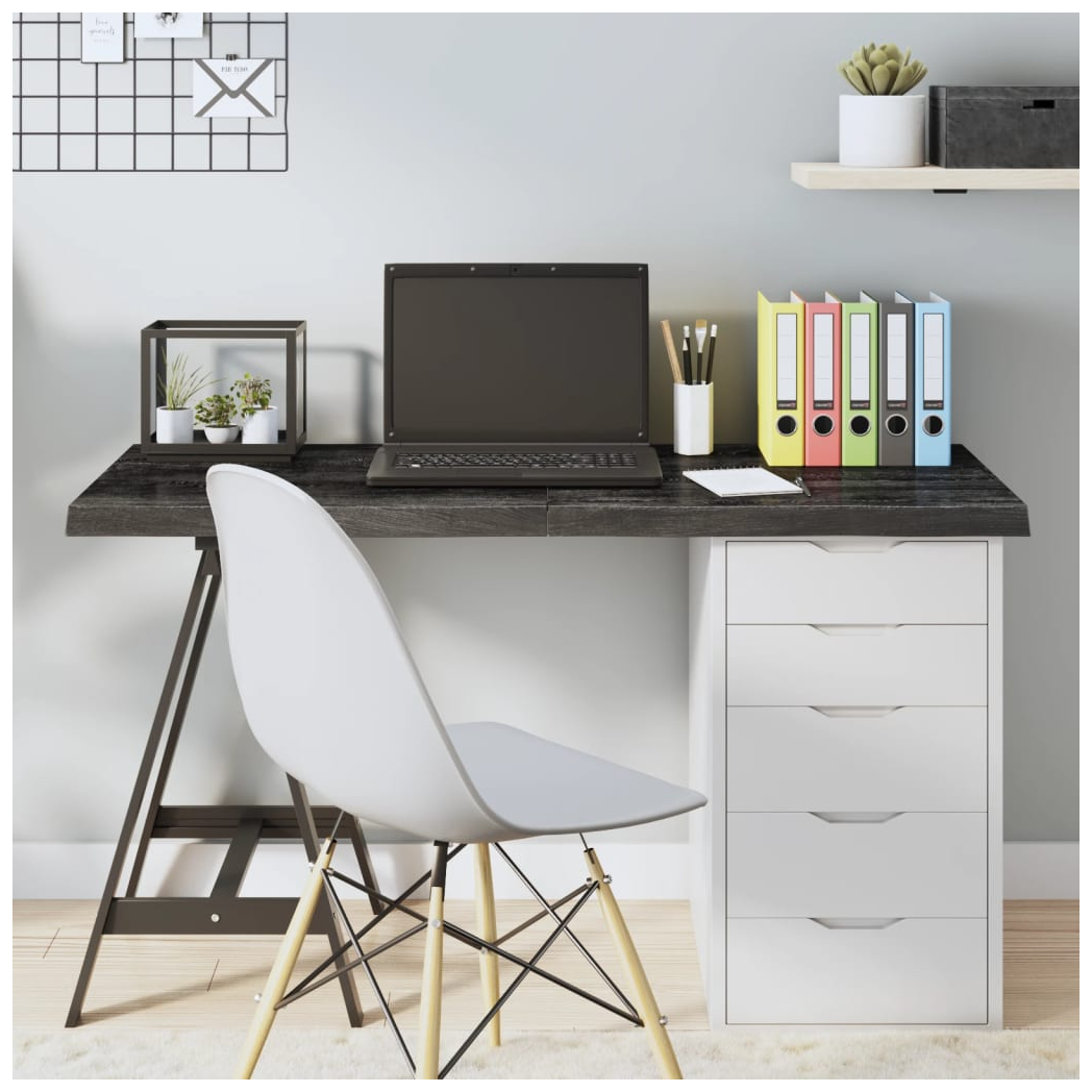 Table Top Dark Brown 120x50x(2-4) cm Treated Solid Wood Oak