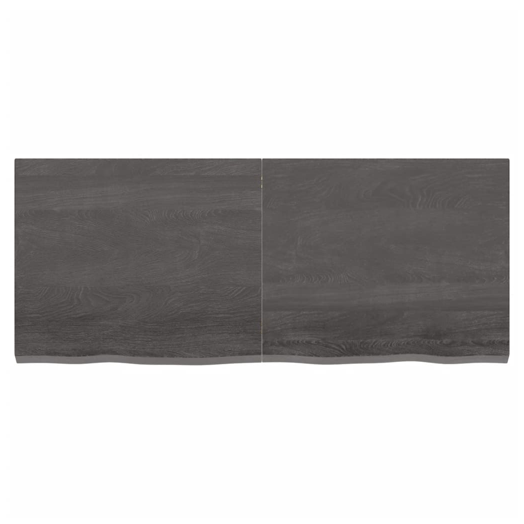 Table Top Dark Brown 120x50x(2-4) cm Treated Solid Wood Oak