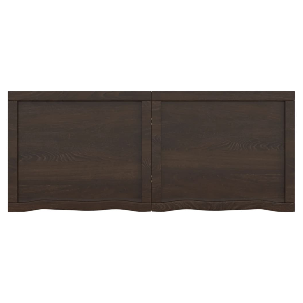 Table Top Dark Brown 120x50x(2-4) cm Treated Solid Wood Oak