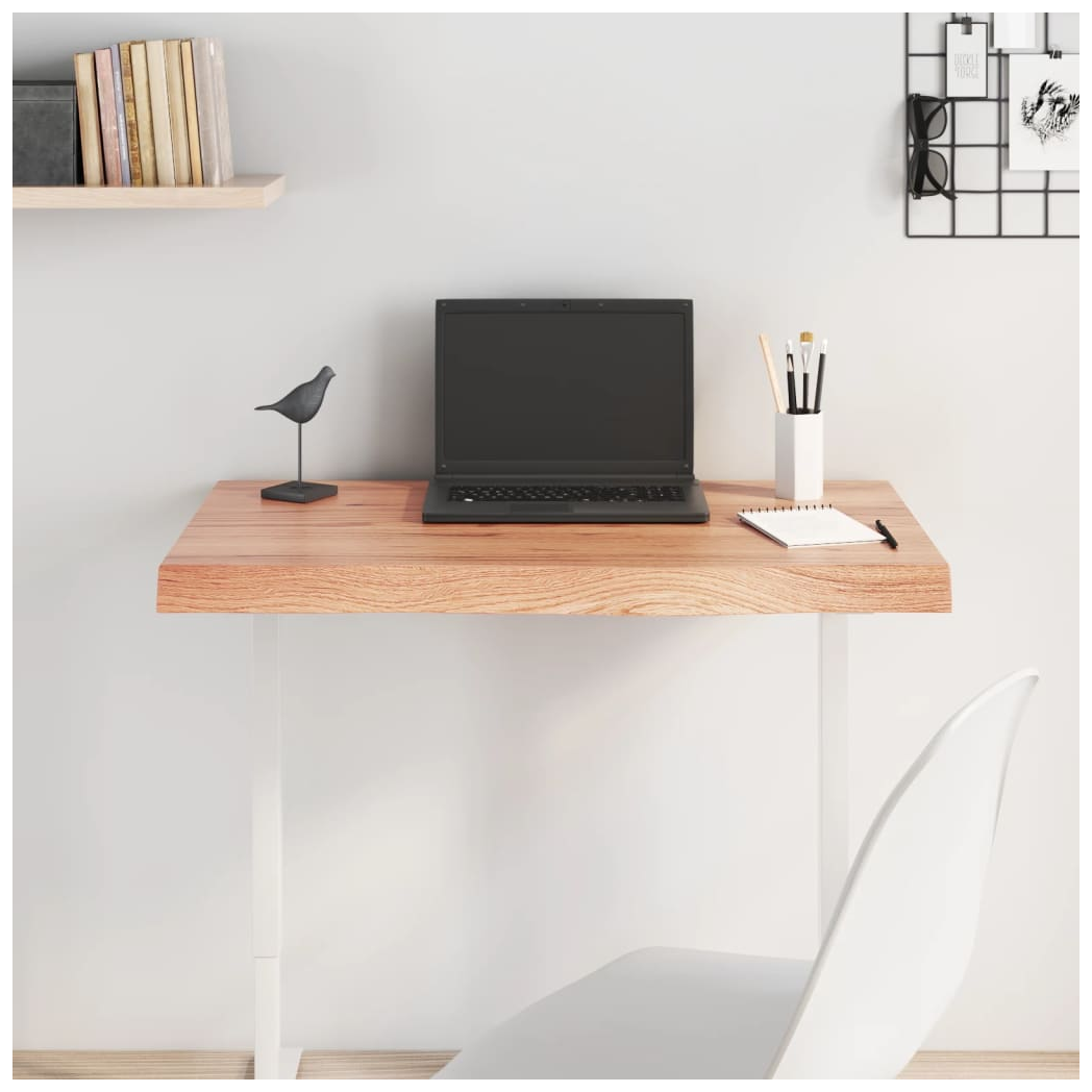 Table Top Light Brown 80x40x(2-6) cm Treated Solid Wood Oak