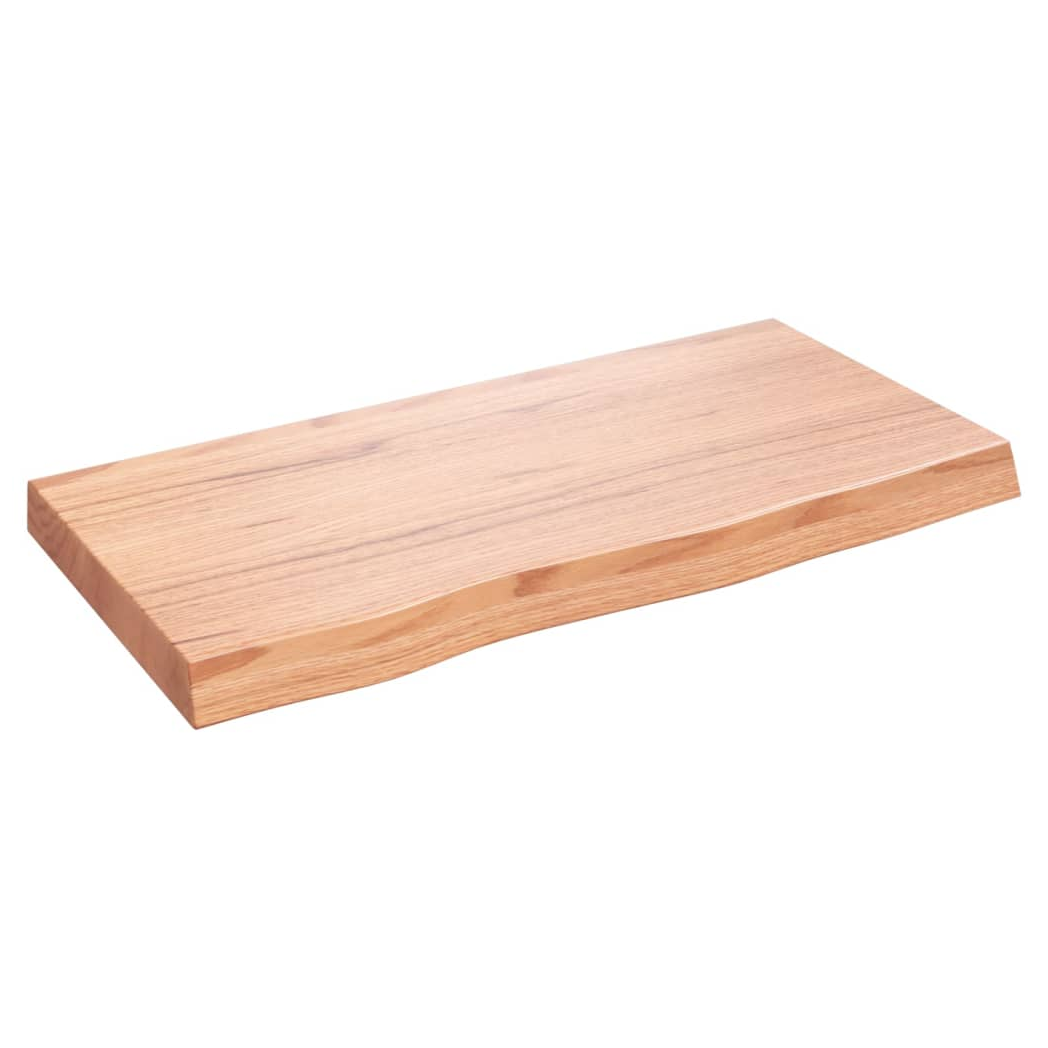 Table Top Light Brown 80x40x(2-6) cm Treated Solid Wood Oak