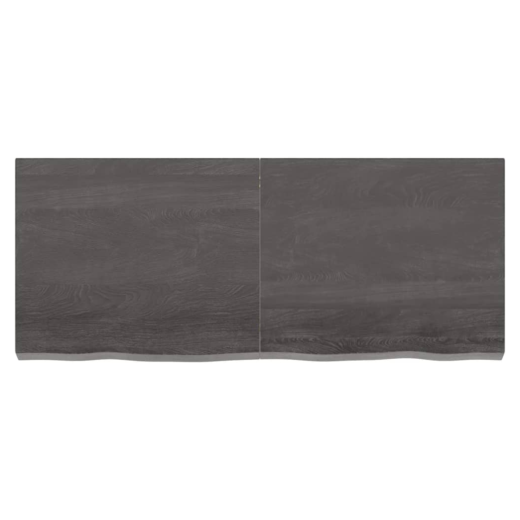 Table Top Dark Brown 120x50x(2-6) cm Treated Solid Wood Oak