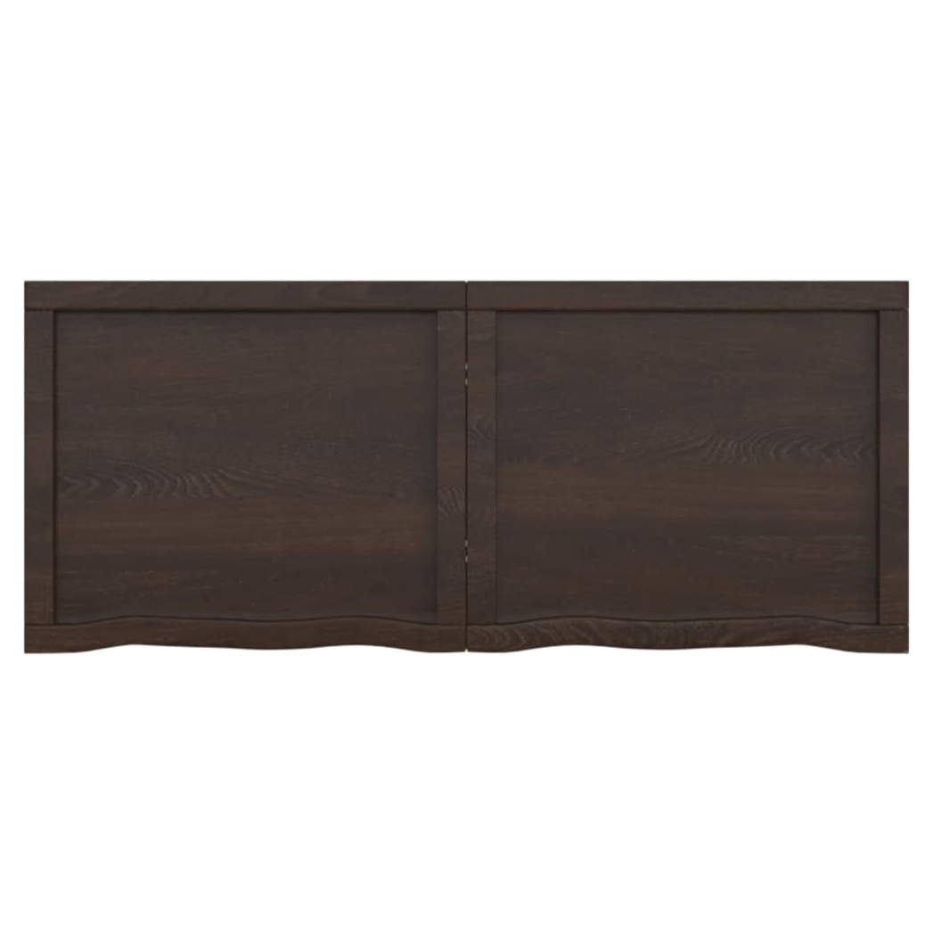 Table Top Dark Brown 120x50x(2-6) cm Treated Solid Wood Oak