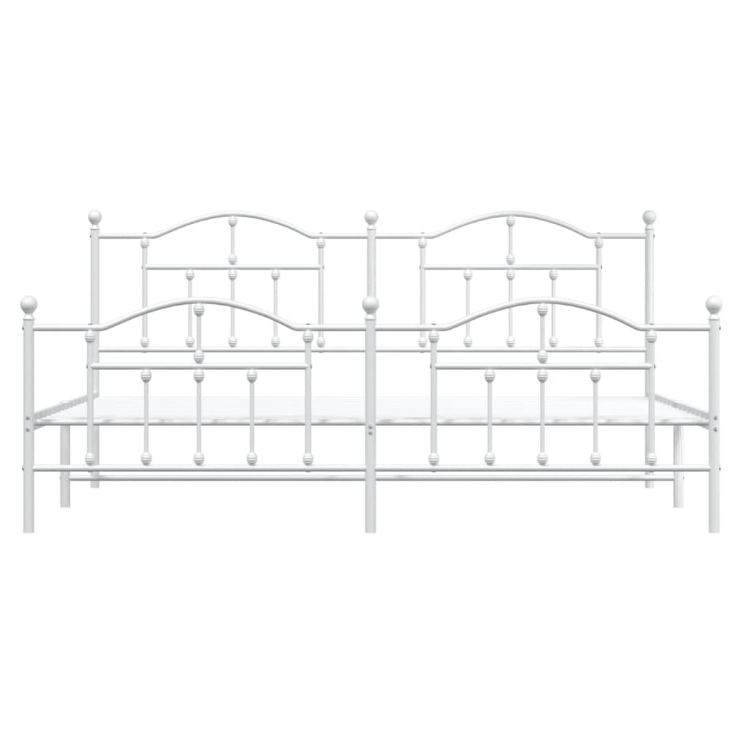 Metal Bed Frame with Headboard and Footboard White 193x203 cm