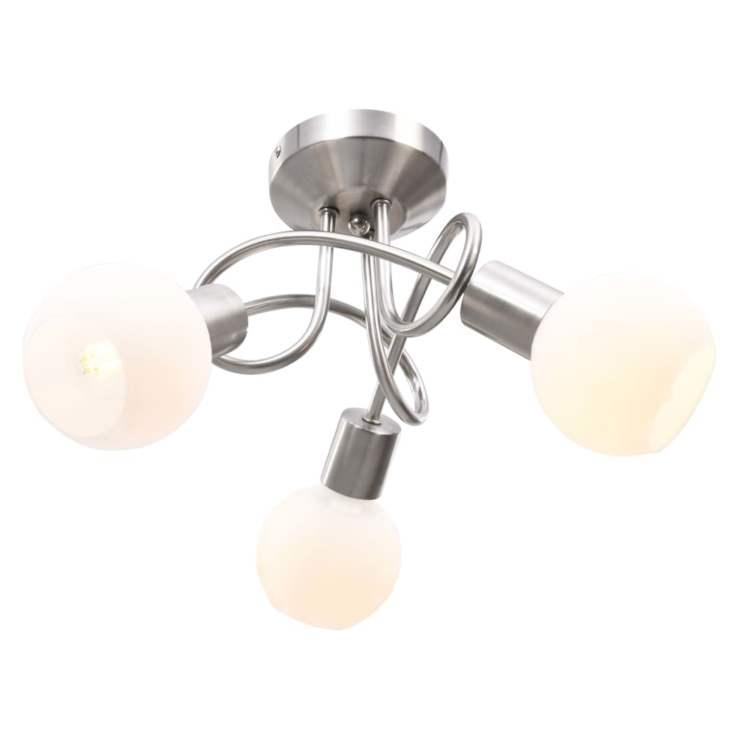 Ceiling Lamp with Ceramic Shades for 3 E14 Bulbs White Bowl