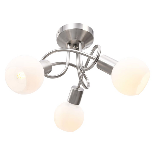 Ceiling Lamp with Ceramic Shades for 3 E14 Bulbs White Bowl