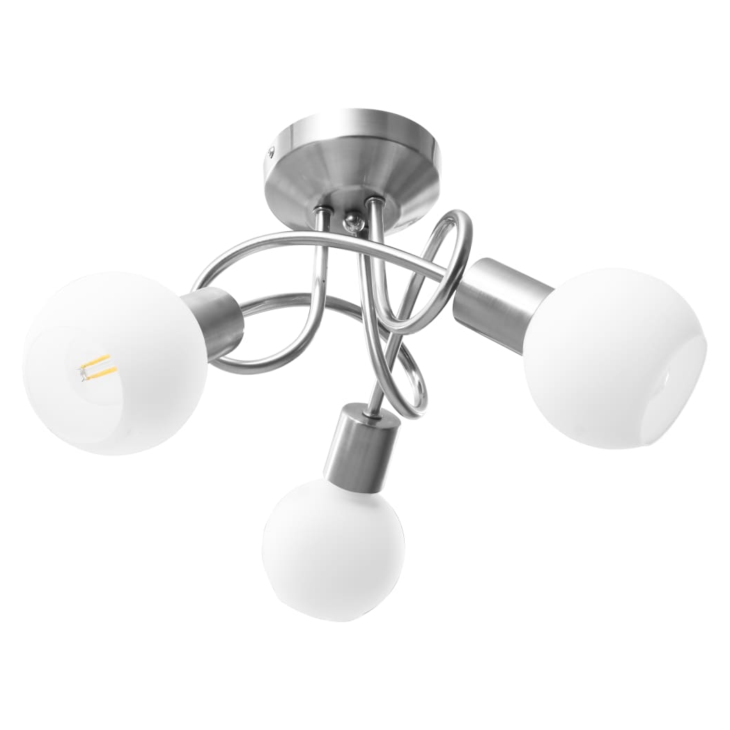 Ceiling Lamp with Ceramic Shades for 3 E14 Bulbs White Bowl