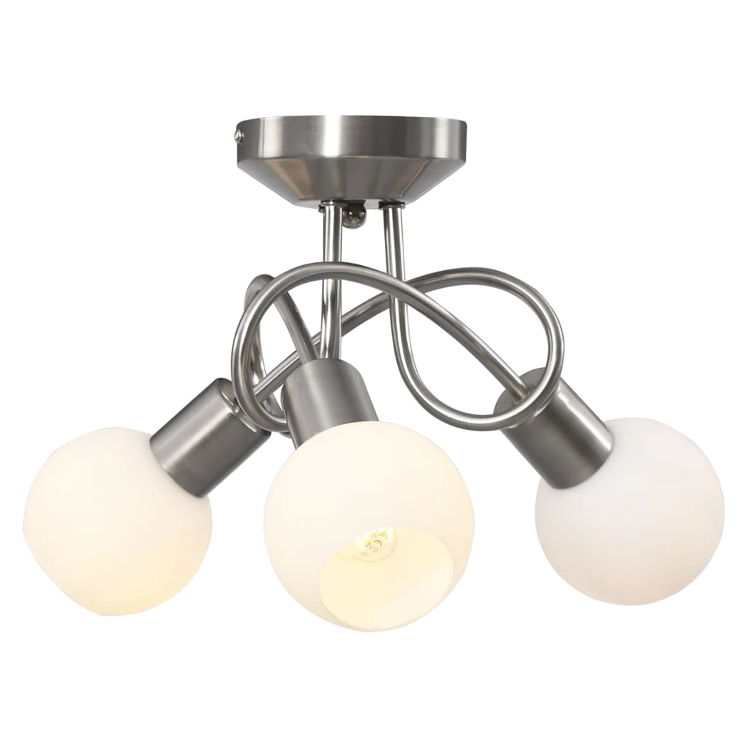 Ceiling Lamp with Ceramic Shades for 3 E14 Bulbs White Bowl