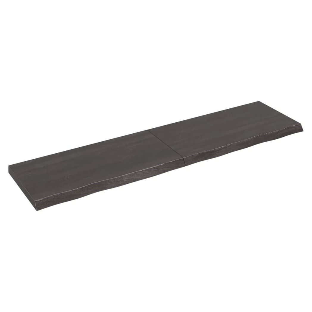 Table Top Dark Brown 200x50x(2-6) cm Treated Solid Wood Oak