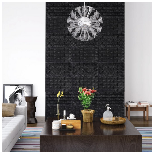 3D Wallpaper Bricks Self-adhesive 40 pcs Black