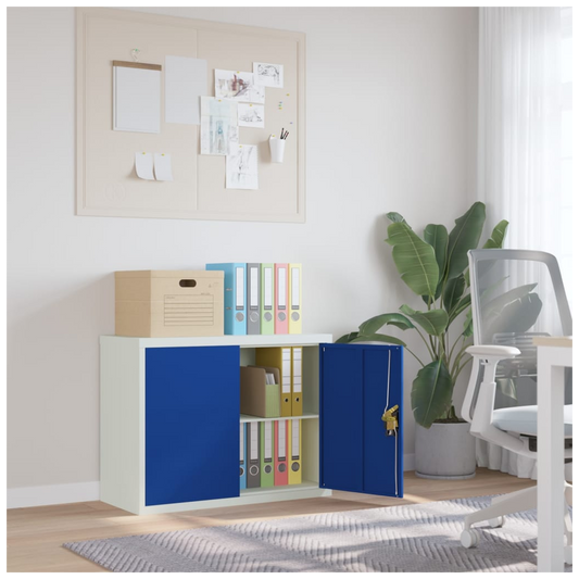 File Cabinet Light Grey and Blue 90x40x70 cm Steel