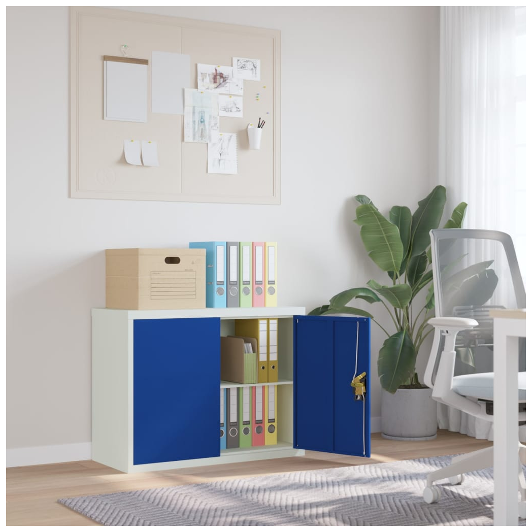 File Cabinet Light Grey and Blue 90x40x70 cm Steel